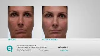 philosophy super-size cleanse, peel & treat skincare trio on QVC