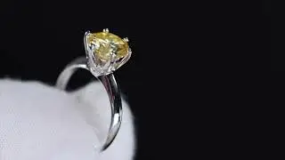 3.0ct Yellow moissanite diamond rings | Moissanite Diamond Ring | Yellow lab diamond engagement ring