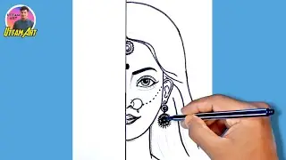 Radha Rani Half Face Drawing | Easy and Beautiful Art Step by Step