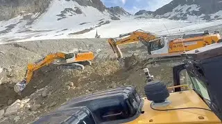 CANTIERE a 2800 METRI ❄️ con due LIEBHERR 970 e 976 😍🚧 