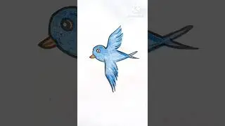 How to Draw flying bird easy drawing #bird #shorts #youtubeshorts