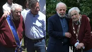 Lula y Petro condecoran a Mujica en visita a Uruguay | AFP
