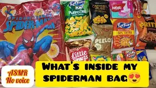  ASMR || What&rsquo;s Inside My Spiderman Bag 😍  Indian Snack Unboxing 🍿 | Spiderman Gift Bag Surprise😍