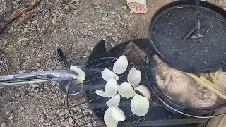 2022 Road Trip cooking chicken pho soup on camp fire
