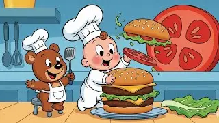 Cute Baby Making Burger 🍔 | Funny Cartoon Video