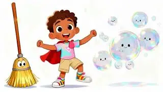 Exciting Kids Enjoy Cleaning Their Rooms Each Day-rhyme!