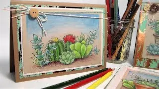 Succulent Scenes! {Colored Pencil Tutorial & New Line of Stamps by ME!}