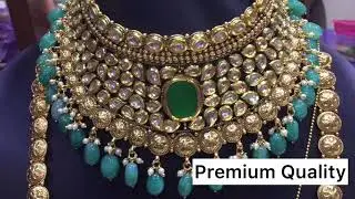 Green Color Jadau Kundan Wedding Jewellery Set with Price