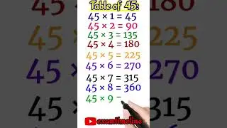 Maths Table 45| Table of Forty Five| Table of 45| Multiplication Table of 45| Tebul 55 #shorts