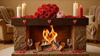 Heart-Shaped Flames Fireplace 4K 🔥 Crackling Fire Sounds (No Music) | Valentine's Day Ambience 5 hrs
