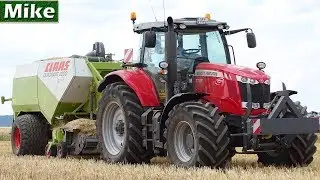 Pressing Straw Bales 2018 | Massey Ferguson 7722 + Claas Quadrant 2200 | Fischer - Volkmarsen.