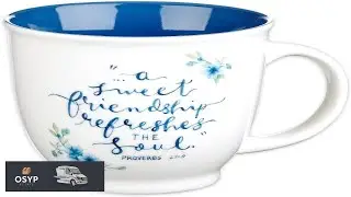 Christian Art Gifts Blue Floral Ceramic Coffee Mug 14 oz. Microwave