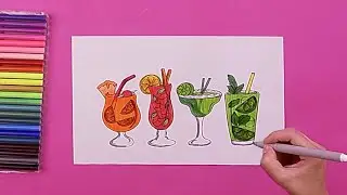 How to draw refreshing summer cold drinks