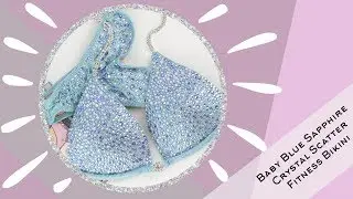 Fitness Bikini Competition Suit | Vicky Ross Fit Baby Blue Sppahire Crystal Scatter Bikini