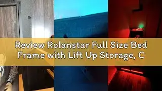 Review Rolanstar Full Size Bed Frame with Lift Up Storage, Charging Station & LED Lights, Upholstere