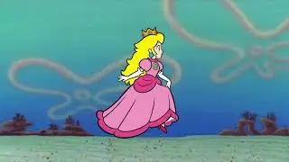 Peach (Super Mario) tries to take SpongeBob&rsquo;s Pizza