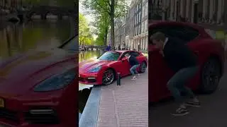 Car Falls Into the Canal in Amsterdam 😳💦 #Shorts
