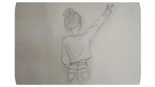 Girl Showing Victory Sign | Pencil Sketch | Easy Drawing Ideas | Creative Art