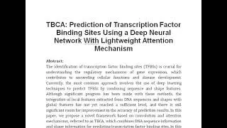 TBCA Prediction of Transcription Factor Binding Sites Using a Deep Neural Network With Lightweight A