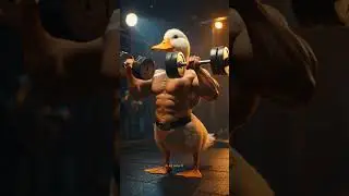 Duck Bodybuilder Arrives in Style 🐶💪 #ai #aishorts #viral