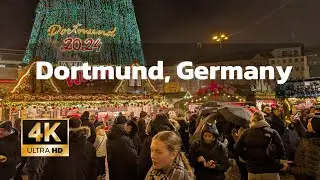 Walking in Dortmund, Germany, Walking through the Christmas market, 4K