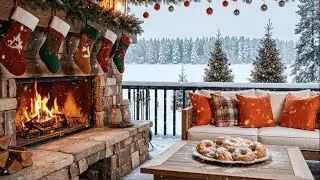 Relaxing Christmas Jazz 🎄 Cozy Cabin Fireplace & Snowy Winter Ambience for Study, Sleep & Peace 4