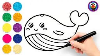 Cute Whale Glitter Coloring 🐋✨ | Sparkly Ocean Art for Kids | Million Glittres
