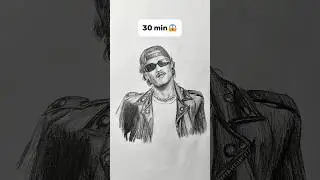 how to draw bruno mars in 30sec vs 30 min #drawing #drawingchallenge #brunomars