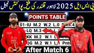 PSL 2025 Points Table After Match 6 PSL Points Table 2025 | PSL 10 Points Table Today | Points Table