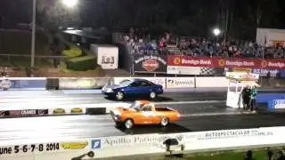 Willowbank Test and Tune Au Barra falcon runs 12.08 at 114.5 mph 24/5/2014 Almost there !!