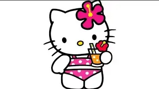 Hello Kitty пьёт сок 🥤 Рисование, раскрашивание и живопись для детей и малышей_Детское искусство ...
