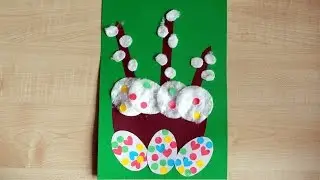 Поделки к Пасхе своими руками. Аппликация из цветной бумаги и ватных дисков.