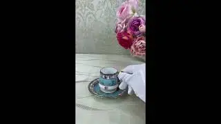 オールドノリタケ デミタス コーヒーカップ 薔薇 金彩 水色