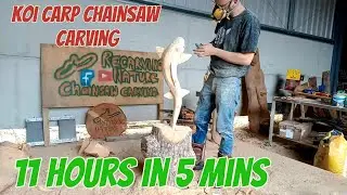 Chainsaw Carving a Stunning Koi Carp | Wood Sculpture Time-Lapse