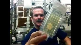 Hadfield demonstrates Microbial Air Sampling on the ISS
