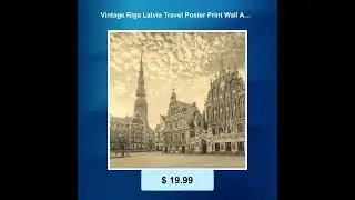 Vintage Riga Latvia Travel Poster Print Wall Art | Retro Riga Square Home Decor | Riga Cityscape ...