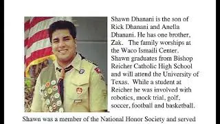 Shawn Wazir Dhanani Eagle Scout Troop 308 Waco Texas