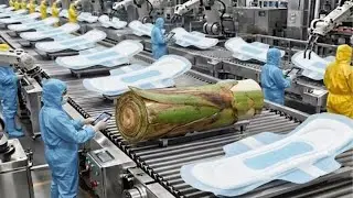 Proceso de producción de toallas sanitarias a partir del tallo de plátano en una fábrica moderna