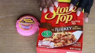 STOVE TOP STUFFING BOX TAPPING ASMR CHEWING GUM HUBBA BUBBA
