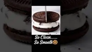 Satisfying Oreo Ice Cream Sandwich Slice | Perfect Clean Cut 🍪🍦 ASMR Macro #shorts #asmr  #chocolate