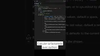 Exercice python(Crée un programme qui calcule la factorielle) #python #coding #youtubeshorts #code