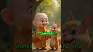 Wise little Monk and  Greedy Squirrel    #shorts #Kindness #AnimationStory #MiniMonk #friendship