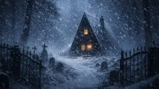 Snowstorm at the Black Cabin | Dark Cemetery Winter Ambience