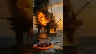 Massive Offshore Oil Rig Explosion in Open Sea