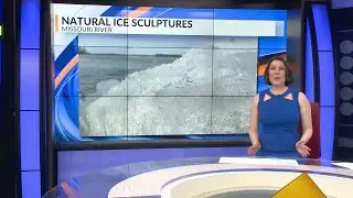 Ice melting reveals natural sculptures along the Missouri River