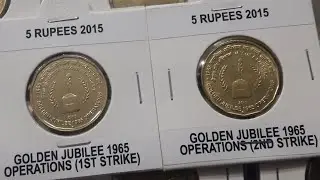 5 Rs Golden Jubilee 1965 Operations Coin Differences