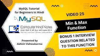 How to use MIN and MAX function in MySQL? (Video 25) Hindi