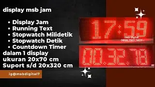 Display Jam Stopwatch Milidetik/Detik, Countdown Timer, Running Text P10, 1-10 Panel, Ukuran 20x70cm