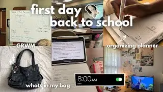 productive uni vlog 🌱| first day of back to school, organizing planner, whats in my school bag, grwm