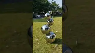 Outdoor Mirror Finish Stainless Steel Balls Sculpture